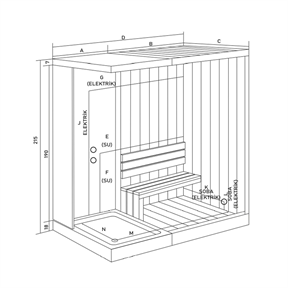Shower İngo 190x100 cm Kompakt Sauna